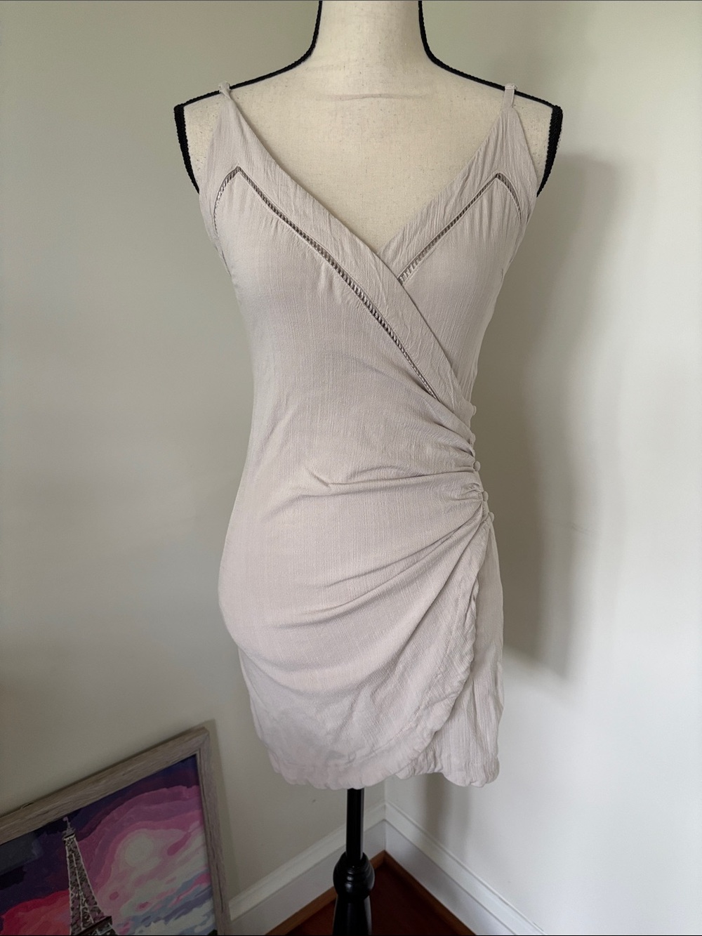Free People Intimately Women’s Light Beige Ruched Wrap Slip Dress XS
